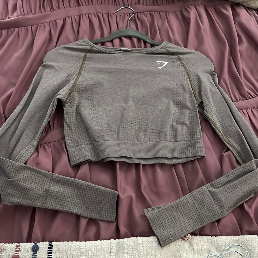 Mocha Vital Seamless Crop Long Sleeve Tank